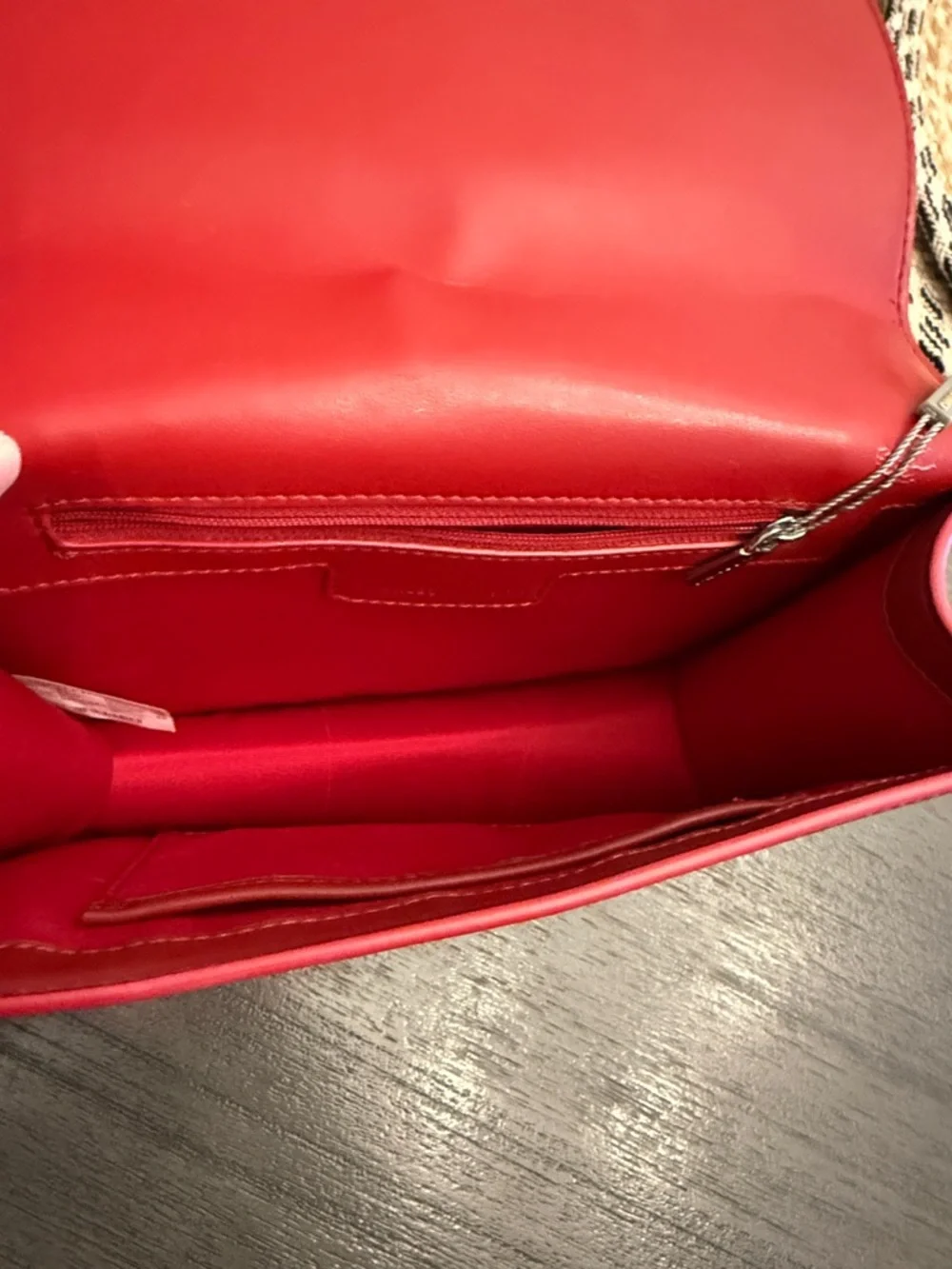 Charles & Keith Red and‎ Cream Canvas NWT Crossbody Bag Medium